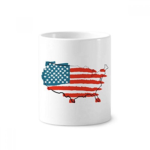 Rangement bureau drapeau américain céramique pot brosse à dents