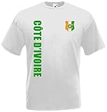 elfenbeinküste trikot 2018 Aufdruck: Premium Flex Elfenbeinküste Cote D\'Ivoire WM-2022 T-Shirt Trikot Wunschname Nummer Weiß M