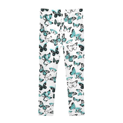 senya Girls Printed Leggings Yoga Pants Turquoise Black Butterfly for Kids in 4t to 10 Years, 4T2