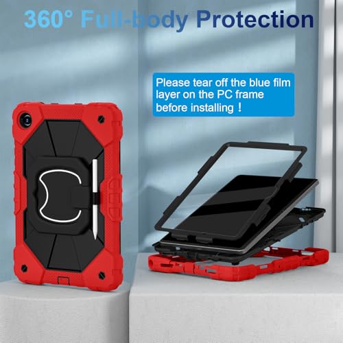 Image of WESOROL Case for Samsung Galaxy Tab A11 Plus Galaxy Tab A9 Plus 11 Inch,Shockproof Cover for Samsung Tablet A11+ /A9+ Case with Screen Protector 360 Rotating Stand Pencil Holder,Red Black