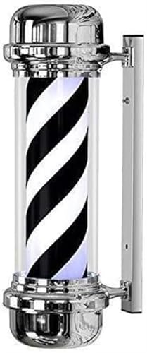 ELzEy Poste de barbería giratorio e iluminado, lámpara Led de luz de rayas blancas y negras giratorias montable en pared, 1 ud.