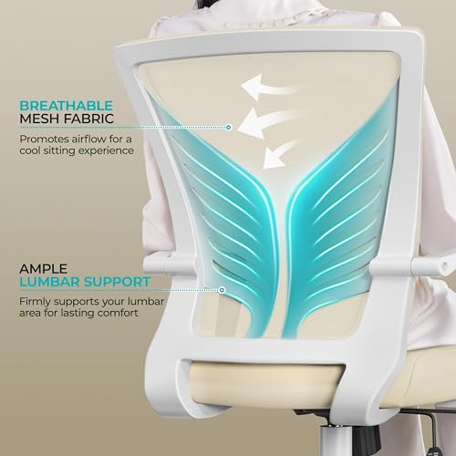 Chaise Bureau Ergonomique Maille 136 kg Beige Yaheetech