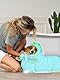 Bibykivn Bademantel für Hunde, Hundebademantel Aus Mikrofaser, Verstellbares Halsband Mit Klettverschluss Schnell Trocknend Badetuch für Große Mittelgroße Kleine Hunde/Katze (Blau, S)