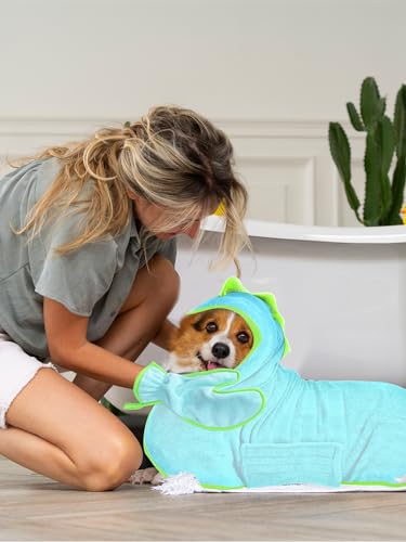 Bibykivn Bademantel für Hunde, Hundebademantel Aus Mikrofaser, Verstellbares Halsband Mit Klettverschluss Schnell Trocknend Badetuch für Große Mittelgroße Kleine Hunde/Katze (Blau, XL)