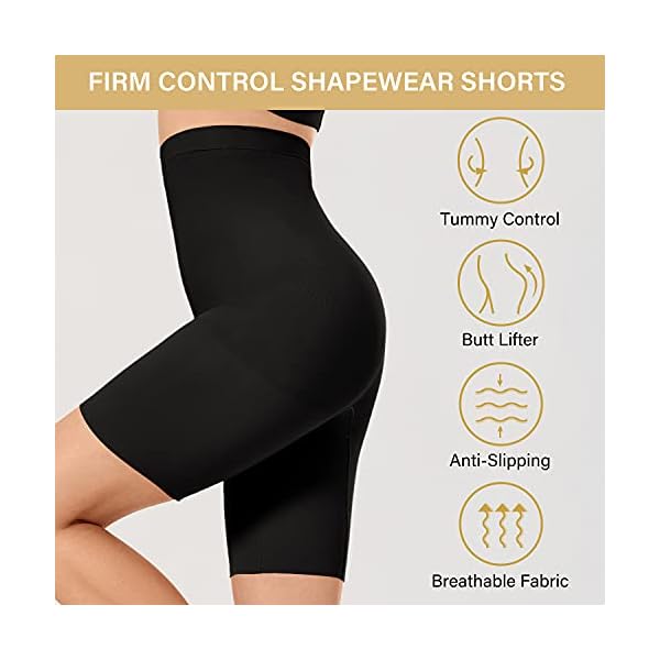DELIMIRA Women's Shapewear Shorts Tummy Control Plus Size High Waisted Panties High Compression Thigh Slimmer Black 1X