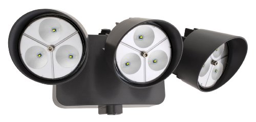 Lithonia Lighting OFLR 9LN 120 P BZ Integrated LED 3-Light Outdoor Security Flood Light with Dusk to Dawn Photocell,Round, Black Bronze