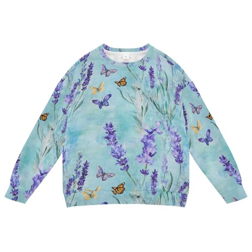 JUNZAN Rustic Lavender Turquoise Big Boys Sweatshirt Hoodie Crewneck Sweatshirt With Hoodie Camping 4T