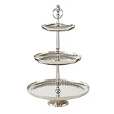 Base - Hauteur : environ 48 cm - Diamètre des bols : environ 30 cm, 23 cm et 16 cm // Matériau : aluminium // Couleur : argent