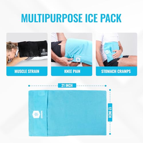 Image of ICEWRAPS Reusable Cold Pack with Fabric Cover - Extra Large 12 x 21 Inch | Flexible Clay Pack, Leak Resistant, Wrap Design for Back, Shoulders and Knees, Stays Cold Up to 45 Minutes - FSA-HSA Eligible