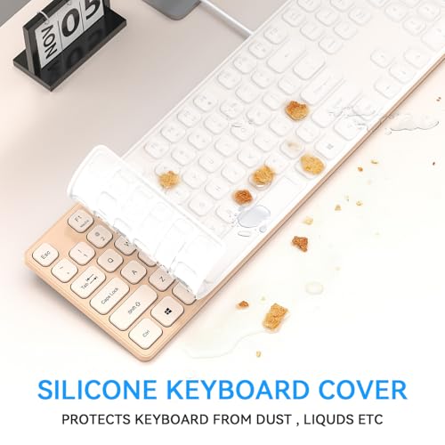 Image of Wired USB Keyboard, Comfortable Quiet Chocolate Keys, Durable Ultra-Slim Computer Keyboard Wired(QWERTY) for PC, Windows 11 /10 /8 /7 /XP (Milk Tea, Wired Keyboard for Windows)