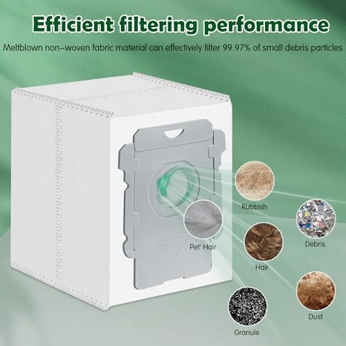 Image of 12 Pack Vacuum Bags for iRobot Roomba 105 Vac 104 405 504 505 705 Combo j7+ j9+ s9+ i3+ i7+ i8 i7 i6 i5 i4 i3 10 Max, All Clean Base Automatic Dirt Disposal Bags