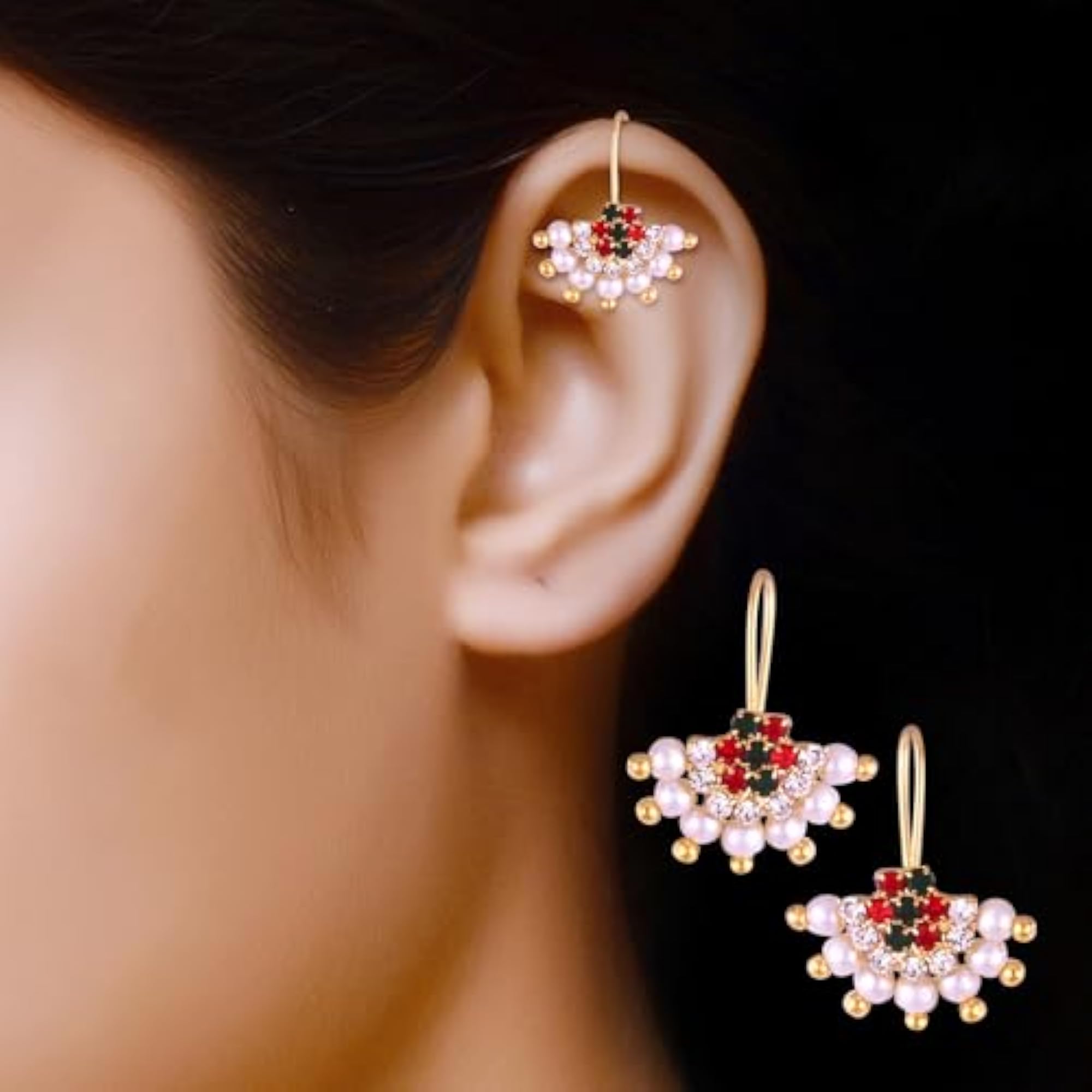 Women's Elegant Shimmering Multi Bugadi Earrings