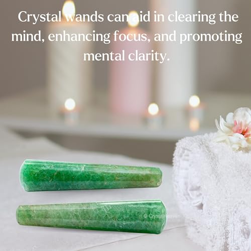 Image of Green Strawberry Quartz Crystal Wand - Smooth Crystal Wand for Energy Healing, Chakra Balancing, Meditation and Home Decor - Crystals and Healing Stones for Gift