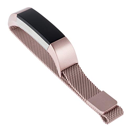 WITHit Designer Stainless Steel Mesh Replacement Band for Fitbit Alta/Alta HR, Rose Gold