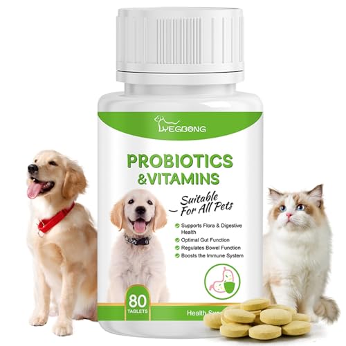Probiotika Hund, Probiotika Katze, Darmflora Aufbauen Hund und Katzen, 80 Tabletten, Vitamin A, Vitamin B1, Vitamin B2, Fördert Die...