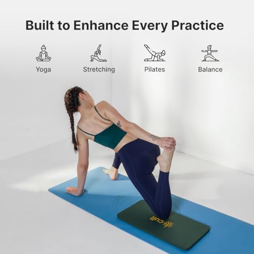 Image of CULT EVA Yoga Knee Pads for Men & Women (Pack of 2) Green 20mm Thick Non-Slip Joint Support Cushion for Yoga, Pilates, Meditation & Floor Exercises Lightweight, Durable & Portable Fitness Accessory