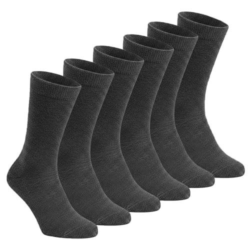 J&A MARTS 6 Pairs Kids Boys Girls Childrens Plain Ankle School Socks | Cotton Rich Breathable & Stretchy | Back To School Casual Sports Socks (GREY-6-8.5-ANKLE)