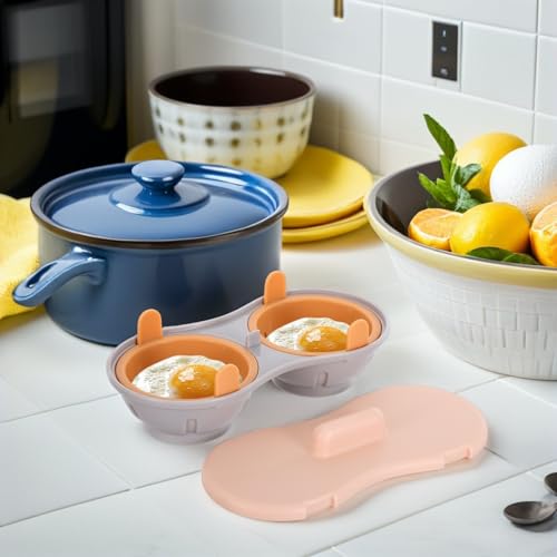 Escalfador de huevos para microondas Operitacx de plástico color naranja 6