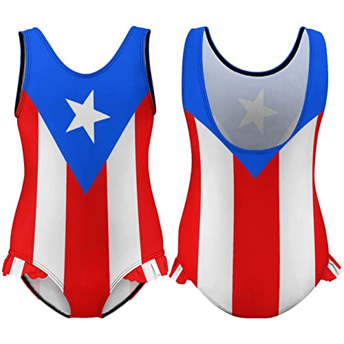 Linkasi Puerto Rico Flag Girls One Piece Swimsuit Quick Dry Beach Resort Swimsuit Set 6-12Y (150cm)3