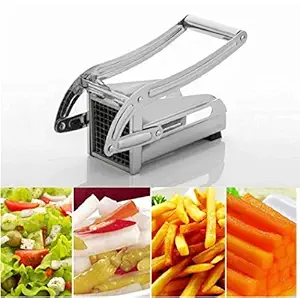 IDEALIMPACT Stainless Steel Potato Chipser French Fries Chips Maker Machine Snacks Finger, Silver French Fries Strip Cutting Machine/Slicer/Chopper Dicer.