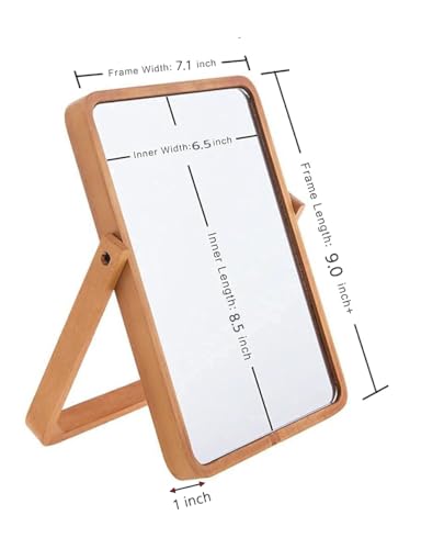 Espejo de maquillaje rectangular de madera sólida miniatura 3