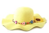 Dantiya Kids Multi-colors Large Brim Flower Beach Sun Hats for Girls