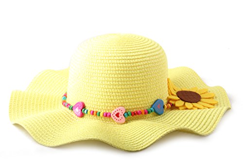 DANTIYA Kids Multi-Colors Large Brim Flower Beach Sun Hats for Girls