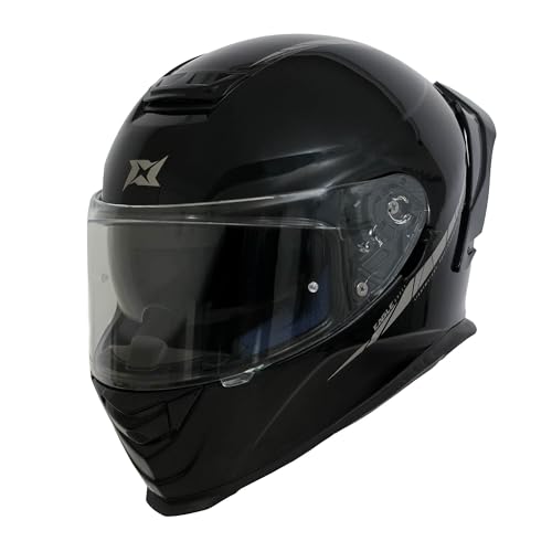 Image of AXXIS FF109BSV Eagle SV Full Face Helmet with Spoiler | Solid A1 Gloss Black | DOT & ECE Certified | Dual Visor | Polycarbonate Shell | Pinlock Ready | Anti-Scratch Treated Visor