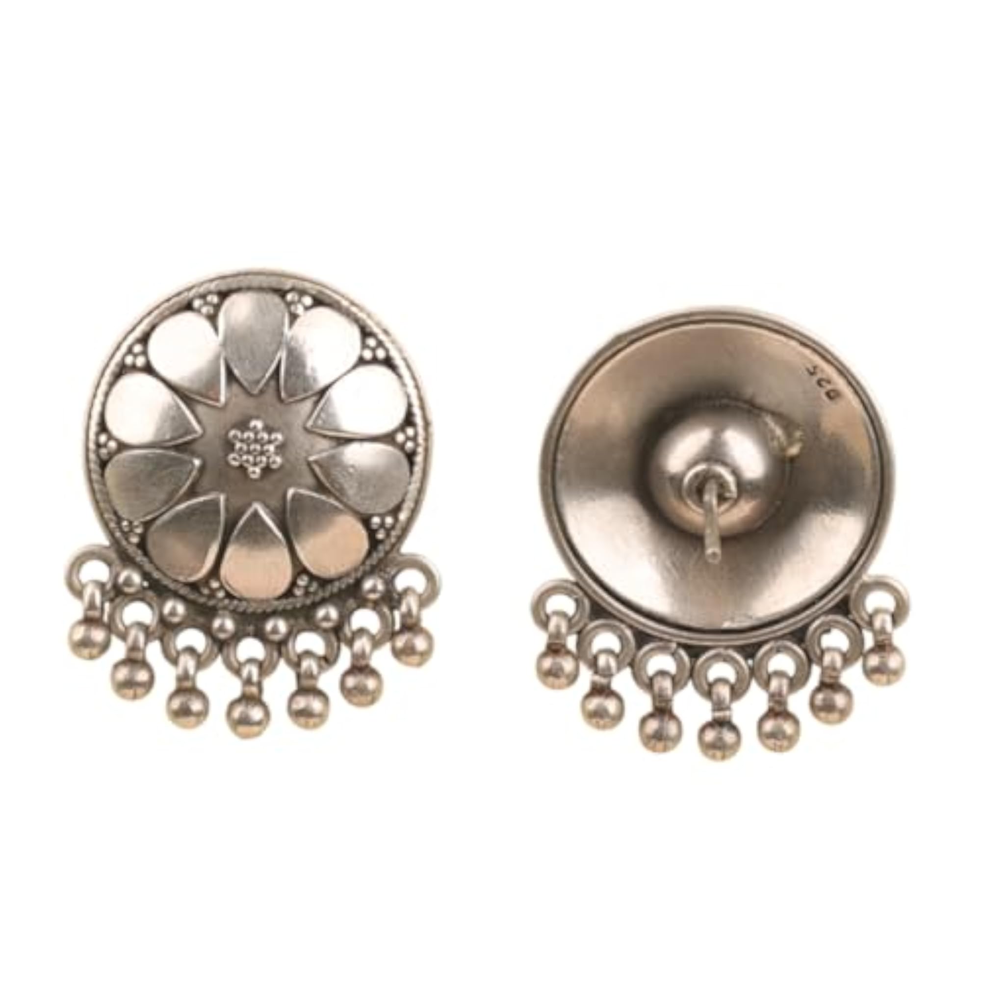 Women's 925 Silver Moh Fine Petal Ghughri Studs, Gift for Her