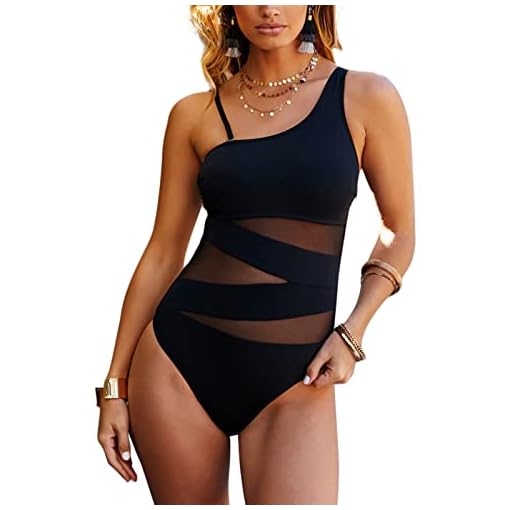 IHCEMIH Badpak voor dames, push-up, buikweg, one-shoulder, zwart, badpak, badpak, badpak, eendelig, sportjurk, strand…
