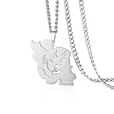 VASSAGO Collar De Mapa De Irán Con Paloma De La Paz Abrazo Bandera De Color Cz De Acero Inoxidable Colgante Patriótico Iraní Joyería Persa Regalo Para Mujeres Y Hombres