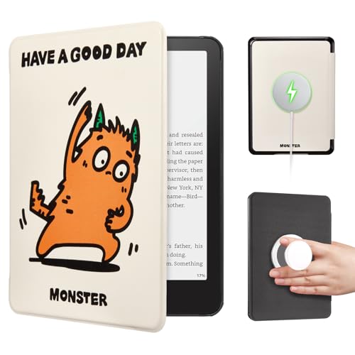 Image of CoBak Cute Case with Fold-Back Magnetic Cover for 7 inch Kindle Paperwhite 12th Gen 2024 and Colorsoft - for PopSockets Grip, Compatible with iPhone MagSafe and Anker Wireless Charging Pads, Auto Wake