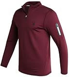 Spyder Men's Active Shirt - Quarter Zip Long Sleeve Performance Pullover - Lightweight Slim Fit Workout Shirt for Men (S-XL), Size Small, Maroon