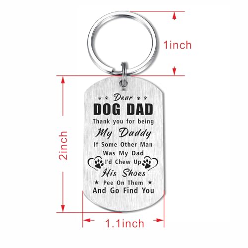 Image of Laluminter Fathers Day Dog Dad Gifts - Best Dog Dad Ever Keychain - I Woof You Gift from Doggy to Daddy