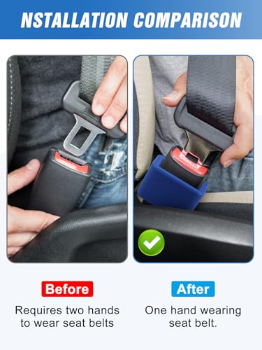 Image of 2 PCS Seat Belt Buckle Holder, Silicone Seatbelt Buckle Booster to Makes Receptacle Stand Upright for Easy Access (Blue)