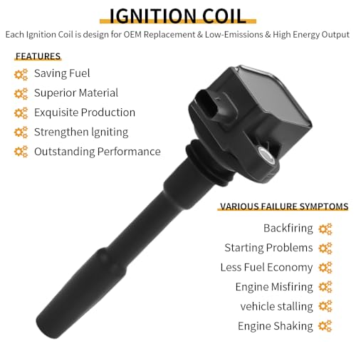 Image of Set of 8 UF835 Ignition Coil Pack with Iridium Spark Plug Compatible with 2018-2021 Ford Mustang Bullitt Mustang GT V8 5.0L Coil for JR3Z12029A DG565 5C2272