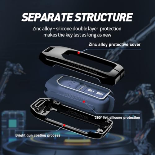 Image of Premium Metal Sapphire Car Key Cover for Honda City, Amaze, Elevate, Jazz, WR-V, Civic & CR-V (2021-2026) | Smart Remote Key Case | Scratch Resistant