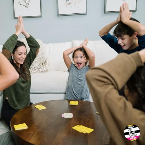 taco cat goat cheese pizza wildly entertaining card game for family and group game night  easy to learn and play with 10-15 minute rounds  fun for kids teens adults and families  2-8 players