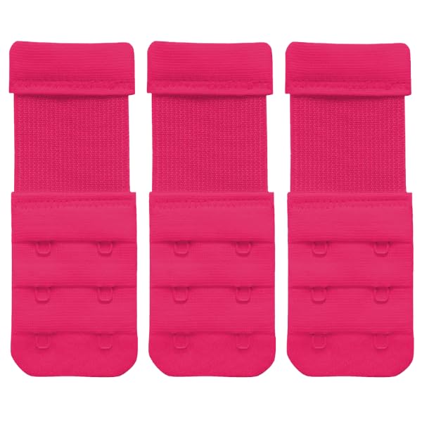 QOXOLYZ Women's Polyster,Elastane, Metal Hooks Bra-Extender (2 Hooks -(Pink,Pack of 3))-image-2