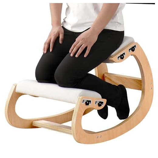 MallVitally Adjustable Kneeling Chair, Wooden Ergonomic Rocking Chair - Improve Your Posture with an Angled Seat for Home,Office(White Oak)