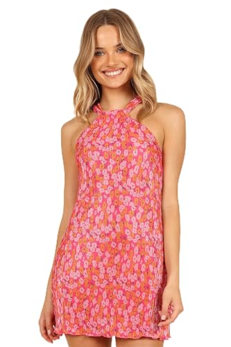 Petal & Pup Women's Melody Plisse Halter Mini Dress