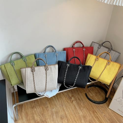 Bolso Tote grande para mujer de lona con cremallera miniatura 6