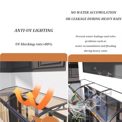 Auvent de porte extérieure transparent avec support en aluminium - 3