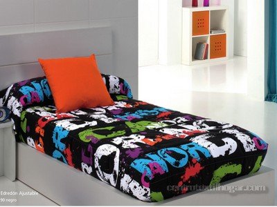 Edredón Ajustable Nórdica negro cama de 90