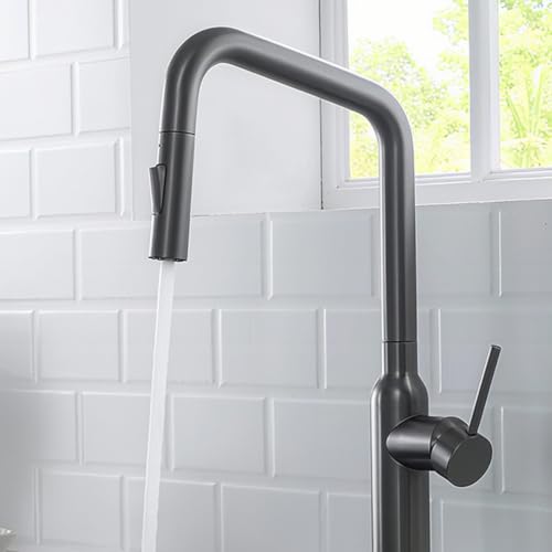 Deux modes de distribution d'eau avec le robinet de salle de bain gris moderne pivotant - 4