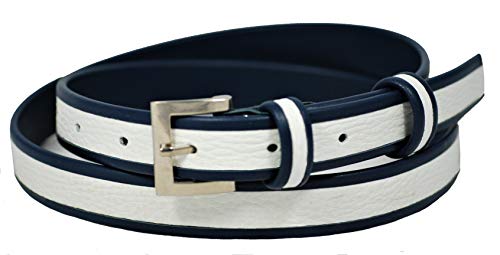 Ceinture pour femme blanche et bleue pour accessoiriser et ceinturer une robe boucle 25mm
