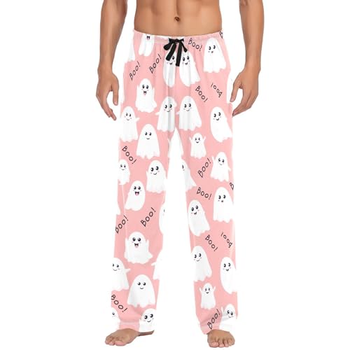 Happy Spirits Pattern Men's Cotton Pajama Pants with Pockets and Drawstring Comfortable and Stylish,S2