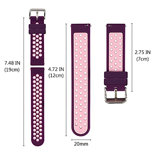 Universal 18Mm 20Mm 22Mm 24Mm Width Silicone Watch Band Replacement, Quick Release Rubber Watch Bands For Men & Women (20Mm, Purple-Pink) #TOP5