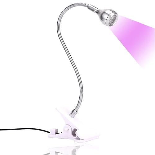ieron Lampe UV pour ongles, sèche-ongles LED avec 4 intensités réglables pour vernis à ongles, lampes UV ultraviolettes rotatives 3 W avec clip pour manucure à domicile, salon de manucure (argent)