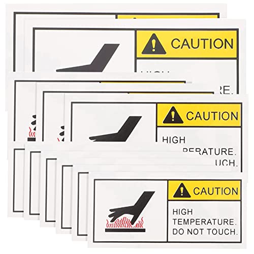 ERINGOGO 10Pcs High Temperature Warning Stickers Self Adhesive Caution Labels for Hot Surface Easy Peel Stick Messaging for Mechanical Equipment